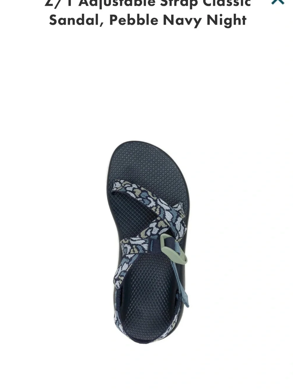 Chaco Women's Pebble Navy Night Sandal with Light Green Accent